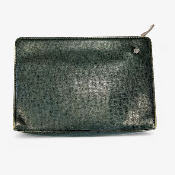 Burberry Vintage Leather Clutch Green Zip Top 10x7 Heritage Luxury - Picture 2 of 10